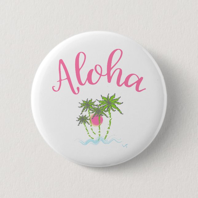 Aloha Strand-hawaiische Art Summera Button (Vorderseite)