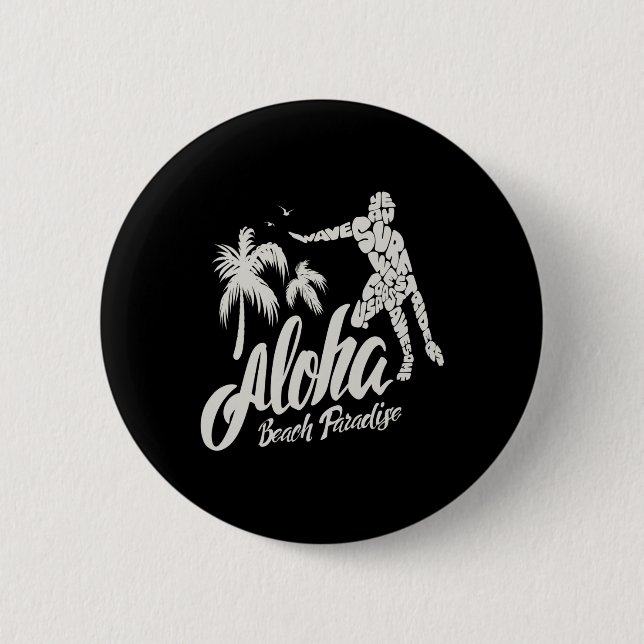 Aloha-Strand-Paradies-Surf-Surfen  Button (Vorderseite)