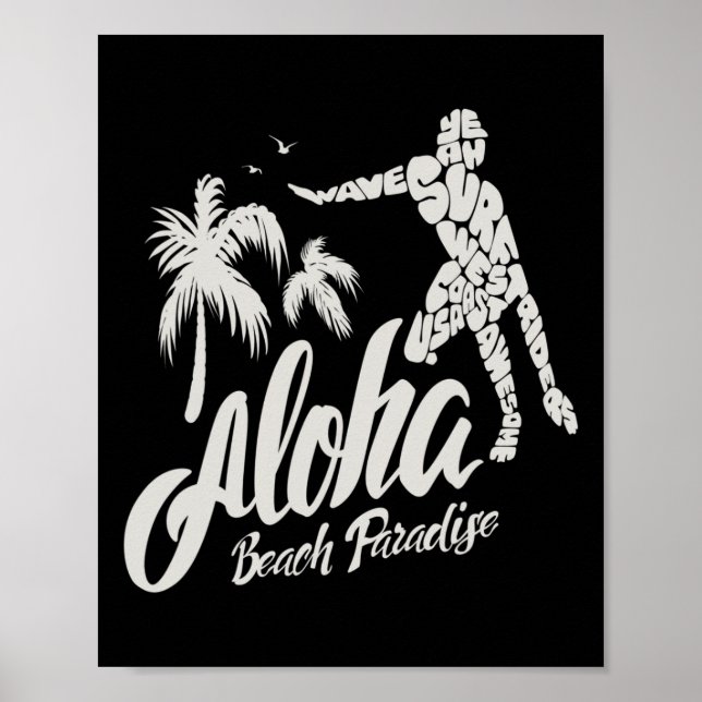 Aloha-Strand-Paradies-Surf-Surfen  Poster (Vorne)