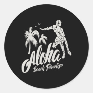 Aloha-Strand-Paradies-Surf-Surfen  Runder Aufkleber
