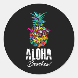 Aloha Strände! Funny Hawaiian und Summer Vacay Runder Aufkleber