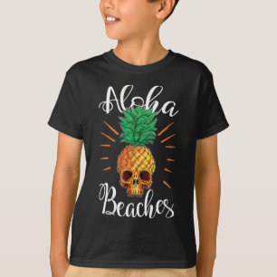Aloha Strände Hawaii Ananas Totenkopf Urlaubsshirt T-Shirt