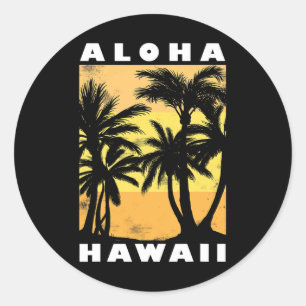 Aloha-Strände Hawaii Palm Beach Urlaub Vintage S Runder Aufkleber