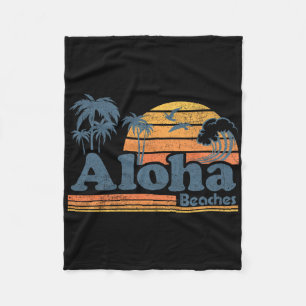 Aloha Strände Hawaii Vintage Strand Surfen Retro H Fleecedecke