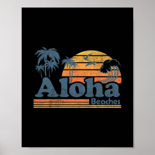 Aloha Strände Hawaii Vintage Strand Surfen Retro H Poster