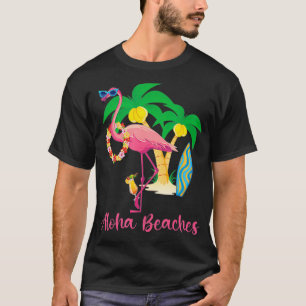 Aloha Strände Hawaiianische Blumen Floral Flamingo T-Shirt