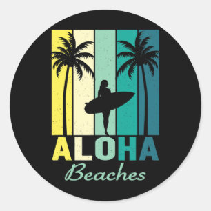 Aloha Strände Surfer Girl Hawaii Vintage Hawaiian Runder Aufkleber