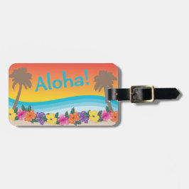Aloha! Strandszene des tropischen Hawaii Gepäckanhänger
