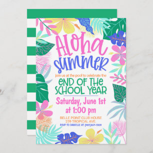 Aloha Summer End of School Year Party Einladung