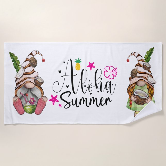 Aloha Summer Gnomes Strandtuch (Vorderseite)
