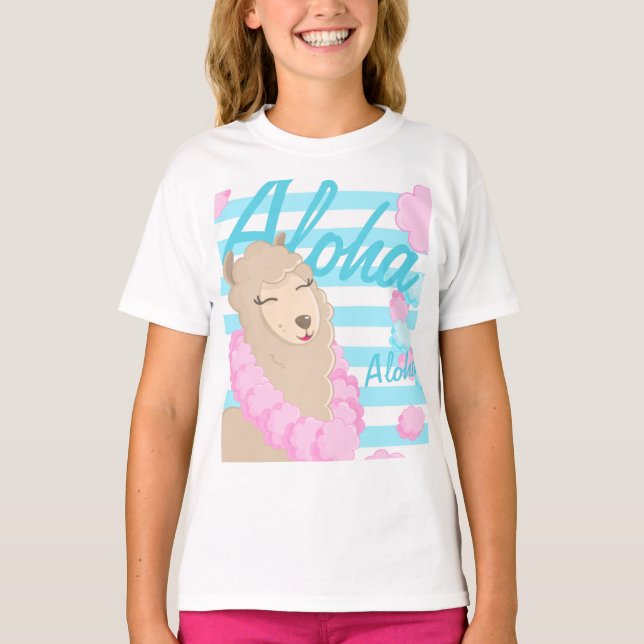 Aloha Summer Hawaii Llama T-Shirt (Vorderseite)