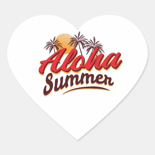 Aloha Summer Herz-Aufkleber (Vorderseite)