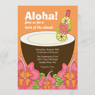 Aloha Summer Party Luau Einladung