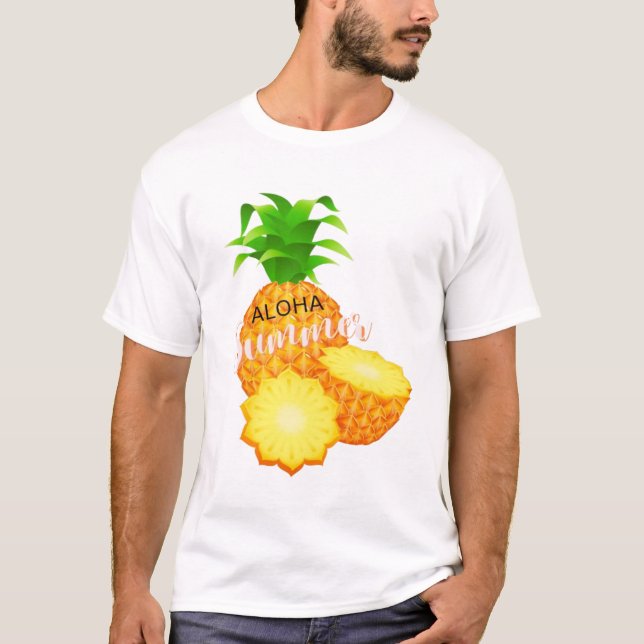Aloha Summer Pineappel_ Hawaiianische Inseln T-Shirt (Vorderseite)