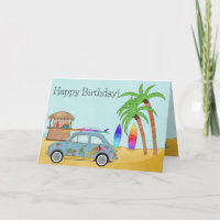 Aloha Surf Fiat 500 Geburtstagkarte