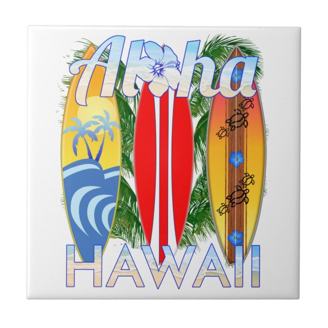 Aloha surfende Hawaii-Inseln Fliese (Vorderseite)