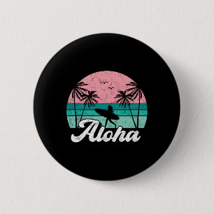 Aloha Surfer Girl Hawaii Vintage Hawaiian Surfen  Button