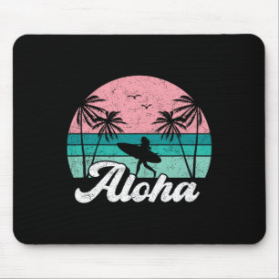 Aloha Surfer Girl Hawaii Vintage Hawaiian Surfen Mousepad