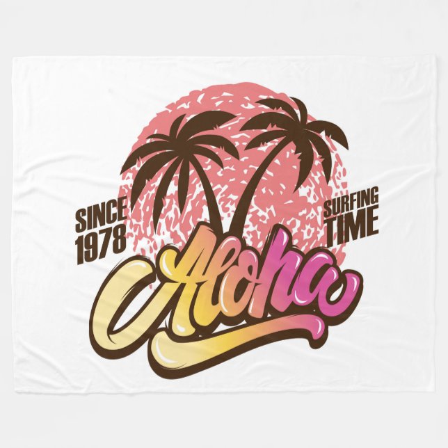 Aloha Surfzeit Fleecedecke (Vorderseite (Horizontal))