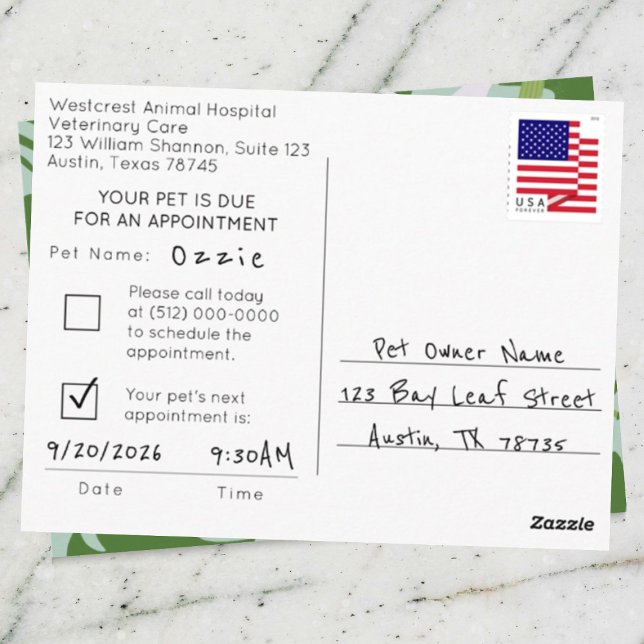 Aloha-Termin-Erinnerung für Haustiere Postkarte (Von Creator hochgeladen)