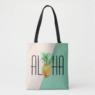 Aloha Text mit Ananas tropischer Geometrie zurück