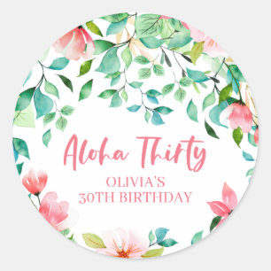 Aloha Thirty Tropical Luau Birthday Runder Aufkleber