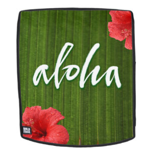 Aloha Ti Leaf Hibiskus Calligraphy Hawaii Green Rucksack