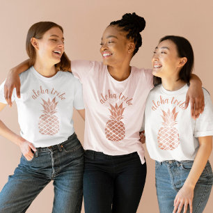 Aloha Tribe Hawaii Rose Gold Ananas Bridesmaid T-Shirt