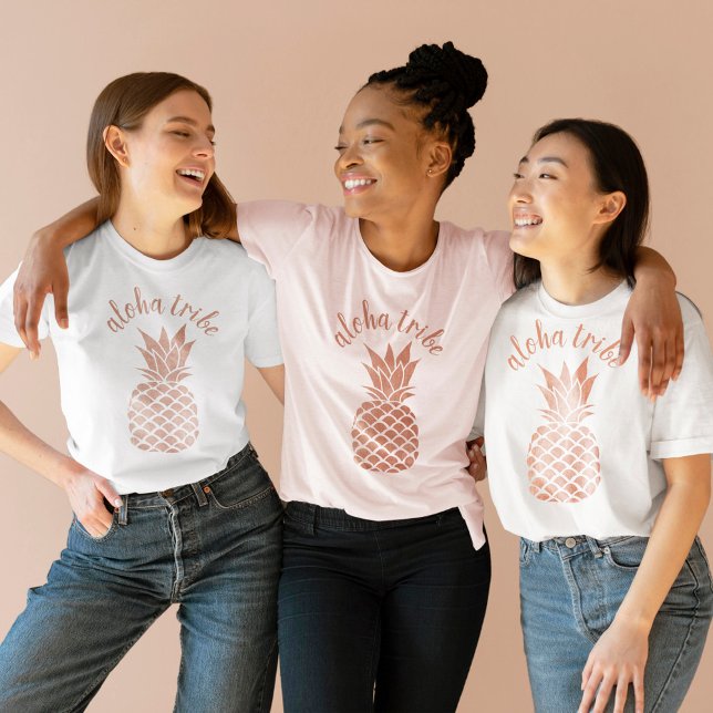 Aloha Tribe Hawaii Rose Gold Ananas Bridesmaid T-Shirt (Von Creator hochgeladen)