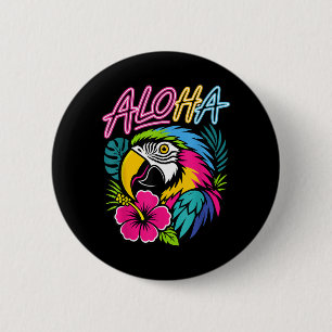 Aloha Trocal Papagei Hawaii Reise Ara Hibiskus Button
