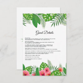 Aloha Tropical Beach Hochzeitgäste Details Begleitkarte