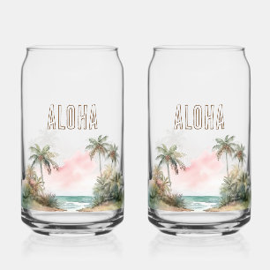 Aloha Tropical Beach Palm Trees Dosenglas
