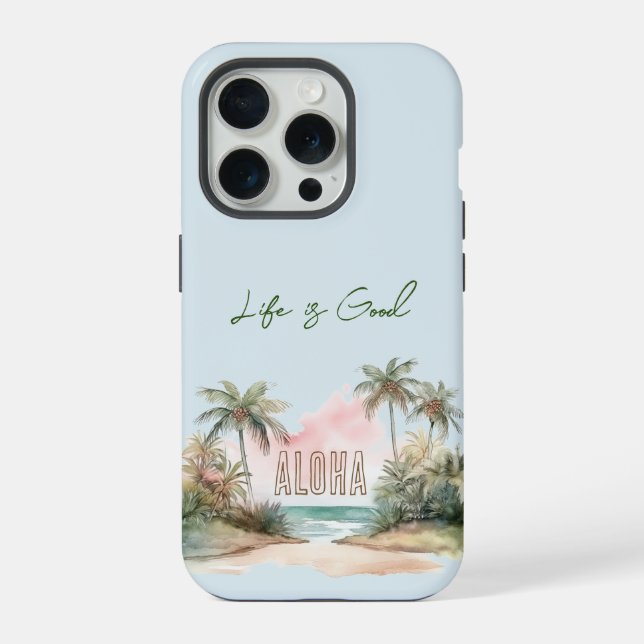 Aloha Tropical Beach Palm Trees iPhone Hülle (Rückseite)
