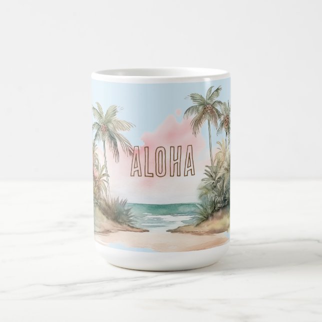 Aloha Tropical Beach Palm Trees Kaffeetasse (Mittel)