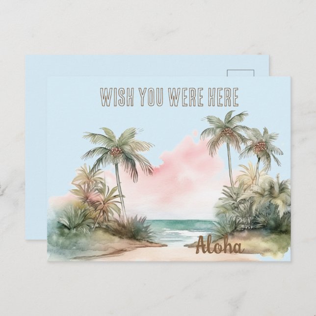 Aloha Tropical Beach Palm Trees Postkarte (Vorne/Hinten)