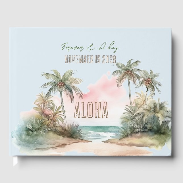 Aloha Tropical Beach Palm Trees Wedding Gästebuch (Vorderseite)