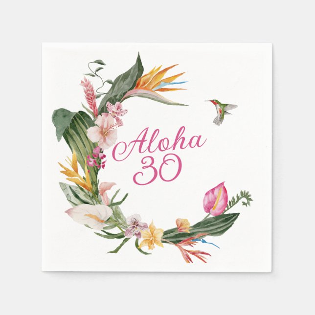 Aloha Tropical Birthday Serviette (Vorderseite)