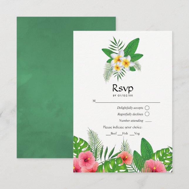 Aloha Tropical Blätter Beach Wedding UAWG RSVP Karte (Vorne/Hinten)