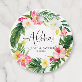 Aloha Tropical Blume and Greenerity Wedding Geschenkanhänger