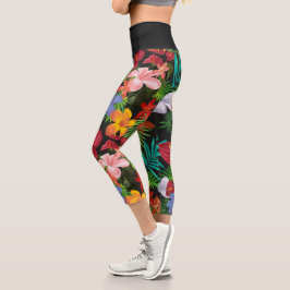 Aloha Tropical Blume Capri Leggings