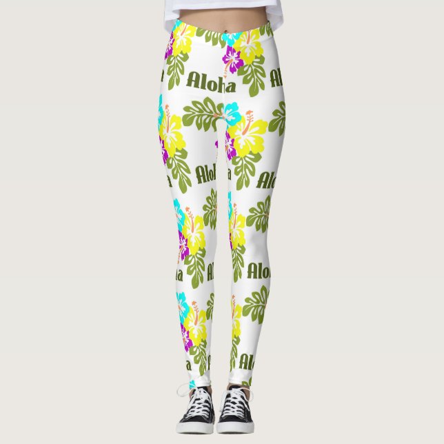 Aloha Tropical Blume Leggings (Vorderseite)