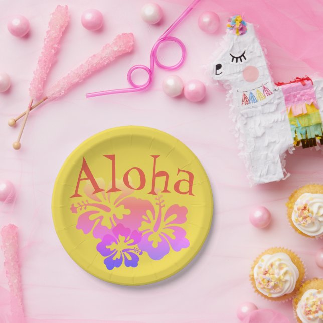 Aloha Tropical Blume Paper Plate Pappteller (Party)