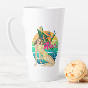 Aloha Tropical Button-up Girl Retro-Sonnenuntergan Milchtasse