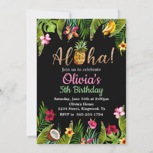 Aloha Tropical Chalkboard Einladung