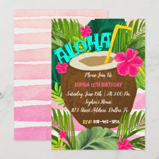 Aloha Tropical Coconut zum Geburtstag Einladung