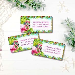Aloha Tropical Flamingo Fun Rücksendeadresse Adressaufkleber
