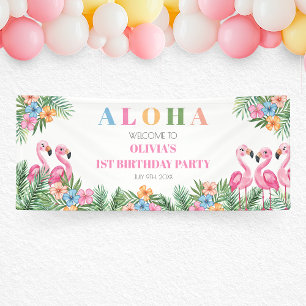 Aloha Tropical Flamingo Kinder 1 Geburtstag Willko Banner