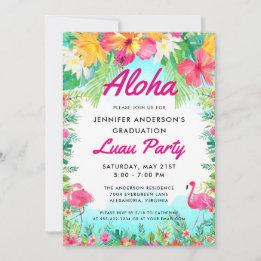 Aloha Tropical Flamingo Luau Party Abschluss Einladung