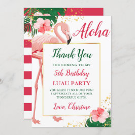 Aloha Tropical Flamingo Pink Floral Geburtstag Dankeskarte