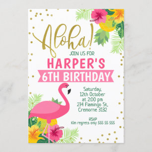 Aloha Tropical Flamingo Zum Geburtstag Einladung